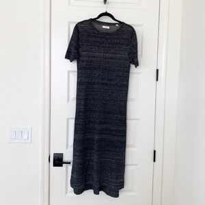 Billy Reid Womens XS Charcoal Grey Linen Blend Knit Short Sleeve Maxi Dress USA